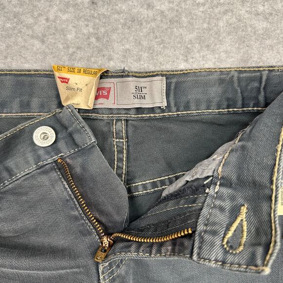 Levi's 511 Jeans Boys 10 Reg (25x25) Gray Slim Fit Adjustable Waist Tapered Leg - Picture 4 of 13